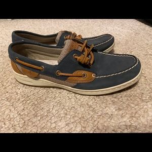 Navy Blue and Tan Sperrys